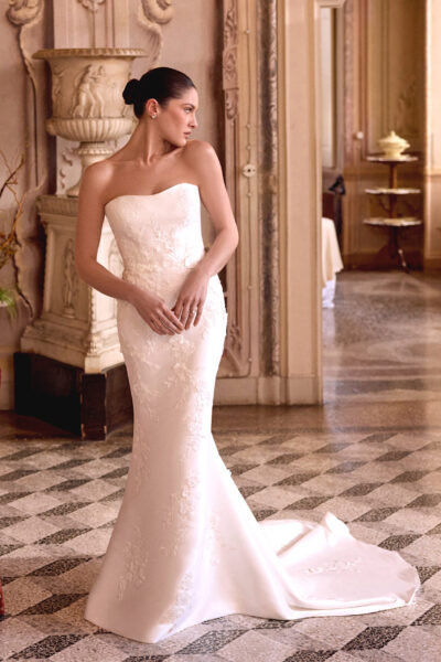 fitted mikado wedding dress Allure Bridals Fitted Bow Back Mikado Bridal Gown A1258