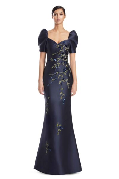 sachin and babi light blue dress Gold Jacquard Off-Shoulder Mother of the Bride Dress